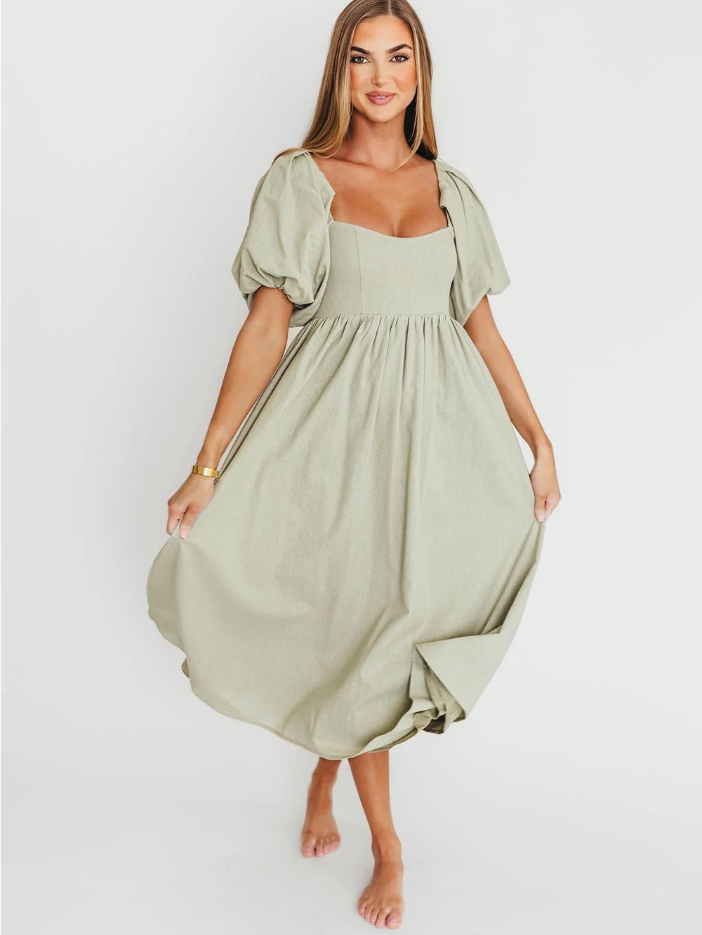 Worth Collective Hamilton Midi Dress in Olive - Bump Friendly & Inclusive Sizing
